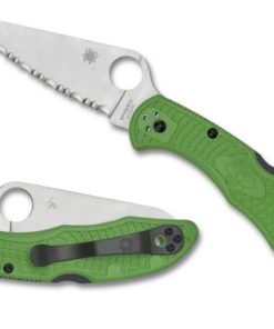 Top 10 🌟 Spyderco Knives Spyderco Salt 2 C88FSGR2, 3.00" Satin LC200N Serrated Blade, Green FRN Handle 🔥
