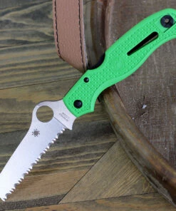 Outlet 😍 Spyderco Knives Spyderco Atlantic Salt C89FSGR, 3.68" LC200N Satin SpyderEdge Blade, Green FRN Handle 😍