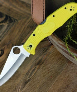 Promo 🌟 Spyderco Knives Spyderco Pacific Salt 2 Yellow FRN (3.8" H-1 Serr) C91PYL2 👍