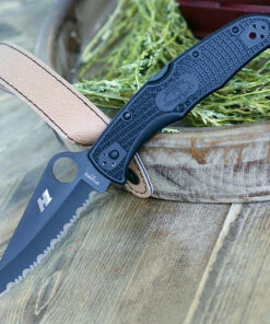 Best deal 🎁 Spyderco Knives Spyderco Pacific Salt 2 C91SBBK2, 3.78" H1 Steel Black Serrated Blade, Black FRN Handle 👍
