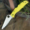 Coupon ⭐ Spyderco Knives Spyderco Pacific Salt 2 C91SYL2, 3.78" H-1 Steel Satin Serrated Blade, Yellow FRN Handle 🤩