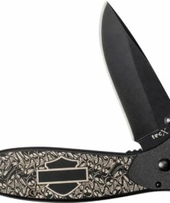 Buy 😍 Case Tec X Tags-L 52219, 440 Black Coated Stainless Steel Plain Edge, Harley Davidson & Skull Handle (T0103.75B) 🎉