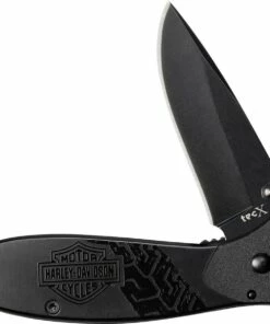 Budget 🎉 Case Tec X Tags-L 52220, 440 Black Coated Stainless Steel Plain Edge, Harley Davidson Shield & Tread Handle (T0103.75B) 🌟