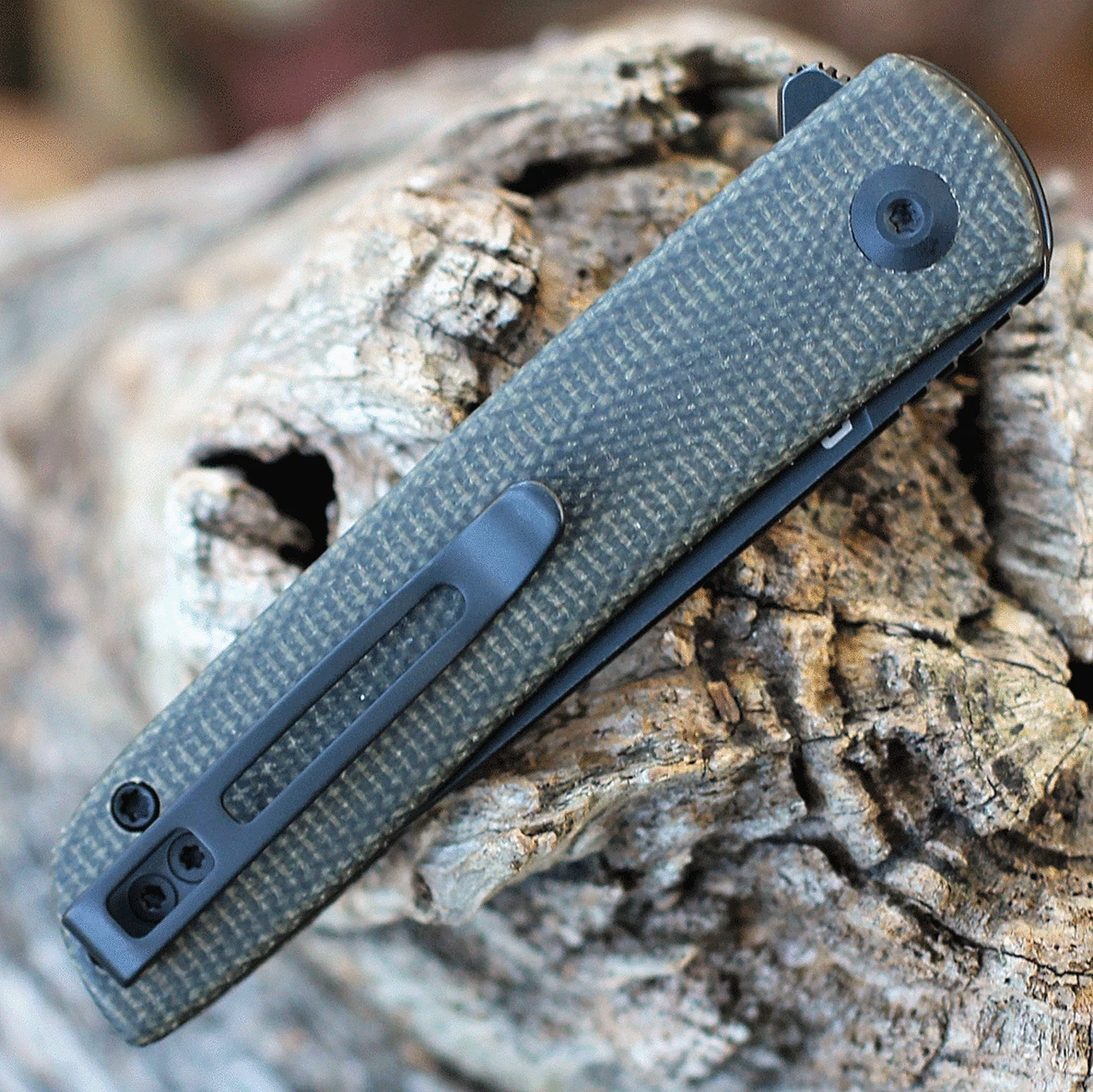 Discount ⌛ CIVIVI Knives CIVIVI Bo Front Flipper - Green Micarta (3" Nitro-V Blk SW) C20009B-6 😍 3 Discount ⌛ CIVIVI Knives CIVIVI Bo Front Flipper - Green Micarta (3" Nitro-V Blk SW) C20009B-6 😍 - Image 3
