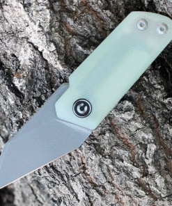 Best Sale ๐ CIVIVI Knives CIVIVI Ki-V C2108A, 1.55" 9CR18MOV Gray Stonewashed Plain Blade, Natural (Translucent Green) G-10 Handle ๐ฏ