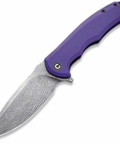 Outlet ⌛ CIVIVI Knives CIVIVI Praxis C803DS-2, 3.75" Damascus Drop Point Blade, Purple G-10 Handles 💯