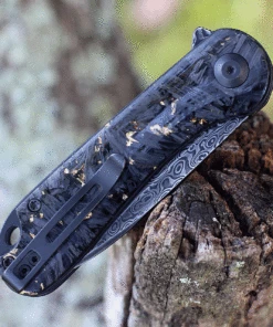 Best Sale ❤️ CIVIVI Knives CIVIVI Elementum - Contoured Carbon Fiber / Gold (2.96" Damascus) C907C-DS1 😍 -Automatic Knives shop CIVC907CDS1 83698.1630072327