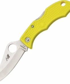 Hot Sale 👏 Spyderco Knives Spyderco Ladybug Salt, CLYLP3, Yellow FRN Handle, Plain Edge 🎁