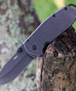 Deals 👍 CRKT Squid Assisted Flipper 2493, 2.37" 8Cr14MoV Stainless Steel Black Stonewashed Plain Blade, Black Stainless Steel Handles 😀