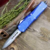 Buy 😀 CobraTec Blue FS-X OTF Knife CTKLBLUFS-XLDAG1SS, 3.75" D2 Steel Dagger Serrated Blade, Blue Aluminum Handle 👍