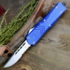 Best Sale ✔️ CobraTec Blue FS-X OTF Knife CTKLBLUFS-XLDS, 3.75" D2 Steel Drop Point Serrated Blade, Blue Aluminum Handle 🤩