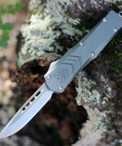 Deals ❤️ CobraTec Gray FS-X OTF Knife CTKSGRYFS-XSDNS, 2.75" D2 Steel Drop Point Blade, Gray Aluminum Handle 🔔