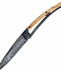 Best Sale 💯 Deejo Knives Deejo 37g Dragonfly DEE1GB154, 3.75" Z40C13 Black Titanium Plain Blade, Olive Wood Handle ⌛