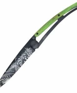 Wholesale ⭐ Deejo Knives Deejo 37g Jungle DEE1GB161, 3.75" Z40C13 Black Titanium Plain Blade, Green Beech Wood Handle ⭐