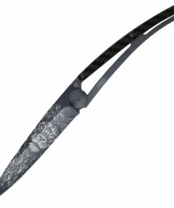 Promo 🛒 Deejo Knives Deejo 37g Tattoo Lion DEE1GC106, 3.75" Z40C13 Black Titanium Plain Blade, Carbon Fiber Handle 😀