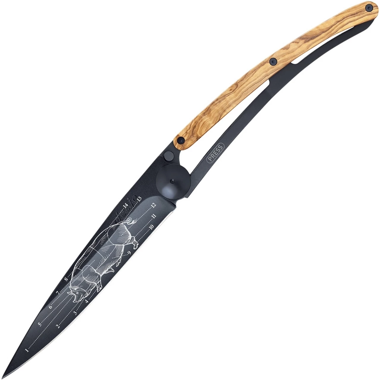 Cheap 🎁 Deejo Knives Deejo 390g Tattoo Prime Cuts DEE3GB152, 7.5" Z40C13 Black Titanium Plain Blade, Olive Wood Handle 🤩 1 Cheap 🎁 Deejo Knives Deejo 390g Tattoo Prime Cuts DEE3GB152, 7.5" Z40C13 Black Titanium Plain Blade, Olive Wood Handle 🤩