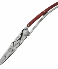 Discount 🔔 Deejo Knives Deejo 27g Tattoo Tree DEE9CB101, 3" Z40C13 Satin Plain Blade, Coral WoodHandle 🌟