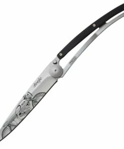 Deals 🔥 Deejo Knives Deejo 27g Tattoo Racer DEE9CB102, 3" Z40C13 Satin Plain Blade, Ebony Wood Handle 🎁