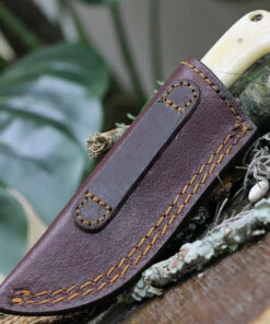 Hot Sale ⌛ Damascus Blade Knife Damascus Short Skinner White Bone, 3" Damacus Blade, White Bone Handle, Leather sheath 🌟 -Automatic Knives shop DM1193BO.3 44924.1618324281