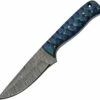 Discount ⭐ Damascus Blade Knife Damascus Blades Exotic Hunter - Blue Wood (4" Damascus) 1290 👏