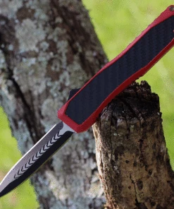 Best Sale ⌛ EOS - Elite Outfitting Solutions EOS Harpoon OTF Automatic - Red Alum. / CF (3.75" Black Dagger) HAR-02 ❤️