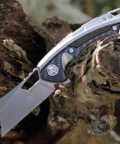 Best Sale 👏 EOS - Elite Outfitting Solutions EOS Mini Nautilus EOS084, 3.25" CPM S30V Stonewashed Cleaver, Titanium Handle w/ Carbon Fiber Inlay ✔️