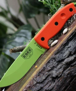 Cheap 🧨 ESEE Knives ESEE Model 5, Orange Handle, Venom Green Powder Coated Blade ❤️