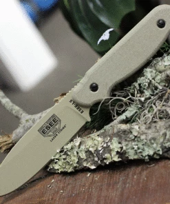 Best Sale 👏 ESEE Knives ESEE Laser Strike Knife, Desert Tan Plain Edge, Black Kydex Sheath, Fire Steel and Tinder Tabs Included In Handle ✔️