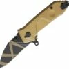 Outlet 😍 Extrema Ratio MFO Folding Knife EX0140DW, 2.5" N690 Desert Warfare Plain Blade, Tan Aluminum Handle ❤️