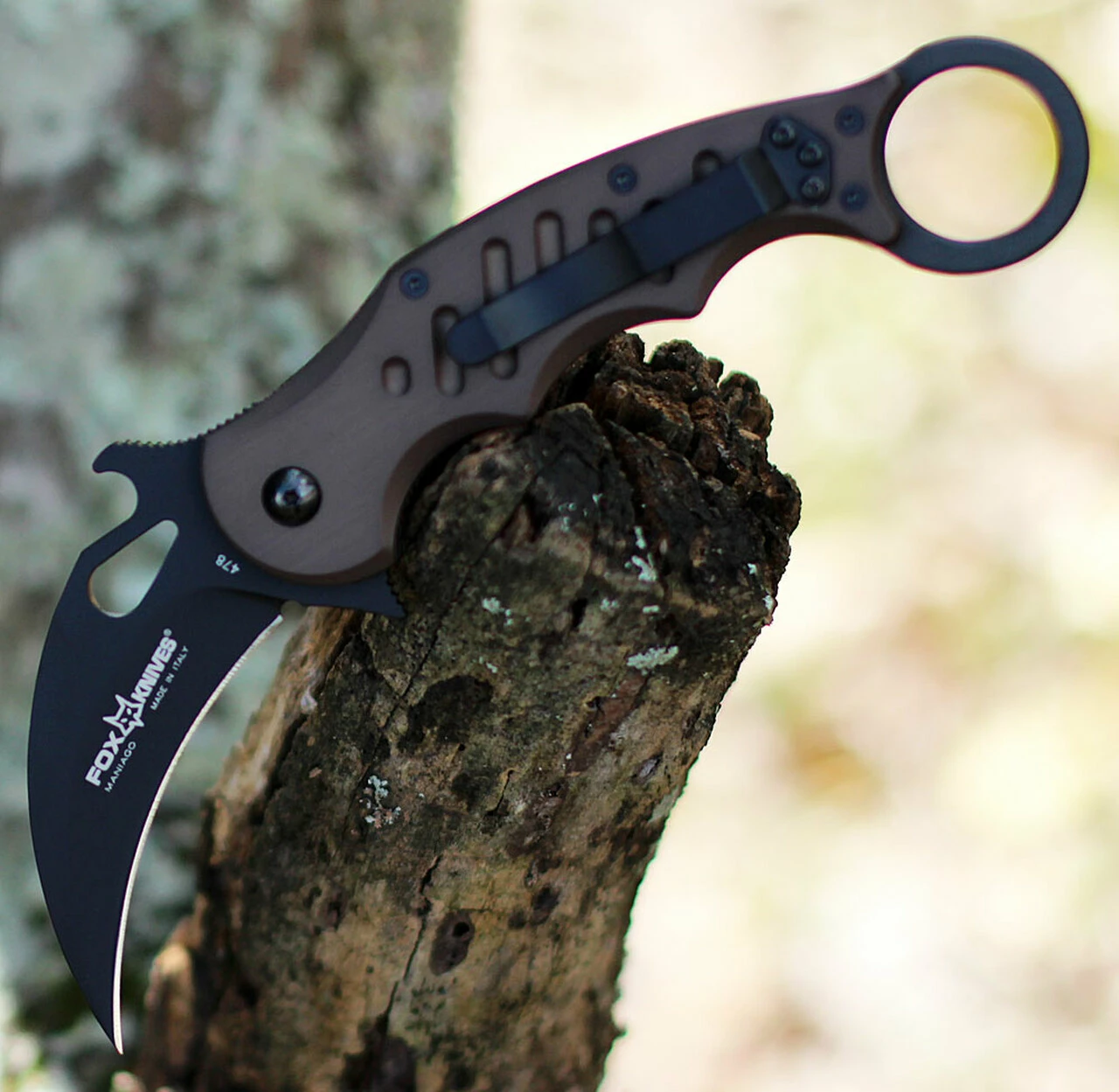 Coupon 🎁 Fox Knives USA FOX Knives Folding Karambit 478BR, 3.2 in. N690Co Black blade, Dark Brown T6-6061 Aircraft Aluminum ⌛ 2 Coupon 🎁 Fox Knives USA FOX Knives Folding Karambit 478BR, 3.2 in. N690Co Black blade, Dark Brown T6-6061 Aircraft Aluminum ⌛ - Image 2