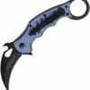 Best Sale 😍 Fox Knives USA FOX Knives Karambit Folder FX 599 BLT, 2.5" Bohler N690 Black Hawkbill Blade, Blue Twill Carbon Fiber Handle 🌟