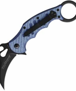 Best Sale 😍 Fox Knives USA FOX Knives Karambit Folder FX 599 BLT, 2.5" Bohler N690 Black Hawkbill Blade, Blue Twill Carbon Fiber Handle 🌟