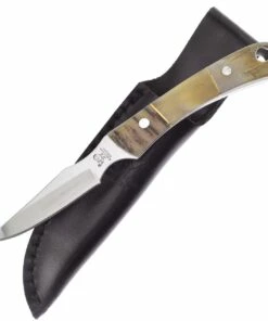 Best Sale ✔️ Hen & Rooster Fixed Blade, 3" Satin Stainless Blade, Rams and Ox Horn Handle ⌛
