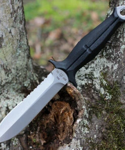 Budget ❤️ GiantMouse Ranae Fixed Blade Knife, 5.5" Stonewashed N690Co Double Edge Dagger, Black FRN Handle, Kydex Sheath 👍