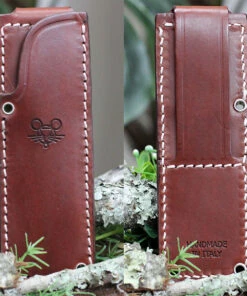 Hot Sale 🔥 GiantMouse GMF3-P Fixed Blade GMF3P-NAT-PVD, 3.25" N690 PVD Plain Blade, Natural Canvas Micarta Handle 🤩 -Automatic Knives shop GMF3 Sheath 17159.1616784231