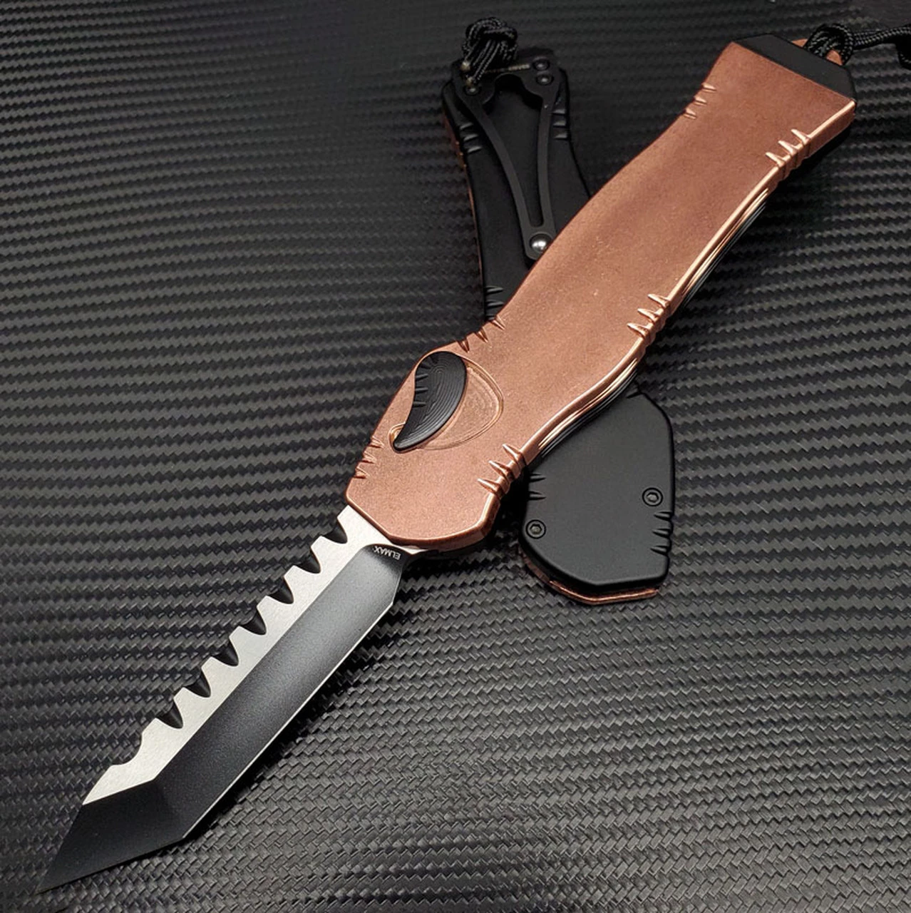 Flash Sale 🎁 Heretic Knives Heretic Hydra V.2 OTF Automatic - Copper / Blk (3.6" Elmax Tanto) H006-10A-COPPER 😀 1 Flash Sale 🎁 Heretic Knives Heretic Hydra V.2 OTF Automatic - Copper / Blk (3.6" Elmax Tanto) H006-10A-COPPER 😀