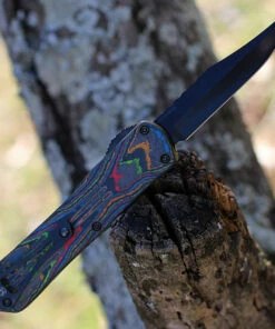 Discount 👏 Heretic Knives Heretic Manticore E OTF Automatic - Awesome 80's CF / Blk Alum (3.2" Bowie Blk DLC SW) H026B-6A-CF80's 🌟