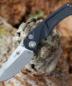 Best Pirce ✔️ Heretic Knives Heretic Pariah Battleworn Automatic - Blk Alum. (3.77" Elmax Satin) H048-5A 😍