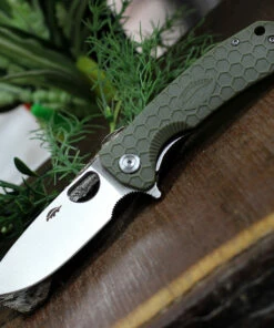 Hot Sale ✨ Honey Badger Knives Medium Flipper HB1013, 3.19" 8Cr13MoV Satin Drop Point Plain Blade, Green FRN Handle 🎁
