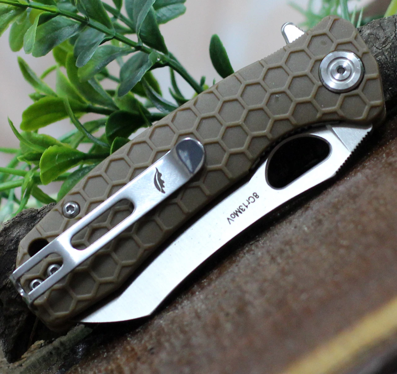 Cheapest ⌛ Honey Badger Knives Small Warncleaver Flipper HB1046, 2.75" 8Cr13MoV Satin Warncleaver Plain Blade, Tan FRN Handle ✨ 3 Cheapest ⌛ Honey Badger Knives Small Warncleaver Flipper HB1046, 2.75" 8Cr13MoV Satin Warncleaver Plain Blade, Tan FRN Handle ✨ - Image 3