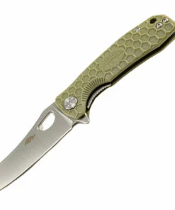 Cheapest 🛒 Honey Badger Knives Small D2 Wharncleaver Flipper HB1169, 2.75" D2 Wharncleaver Blade, Green FRN Handle ⭐