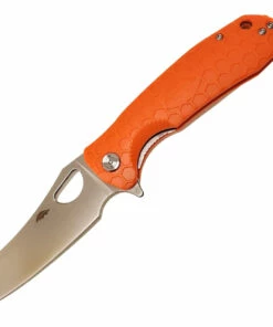 Flash Sale 🔔 Honey Badger Knives Large Flipper HB1160, 3.63" D2 Satin Wharncleaver Plain Blade, Orange FRN Handle 🤩