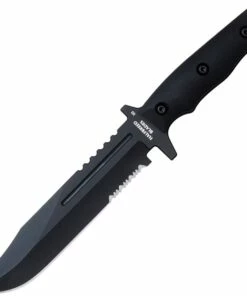 Cheap 👍 Halfbreed Blades Large Infantry LIK-01, 6.89" K110 Black Partially Serrated Blade, Black G-10 Handle 😍