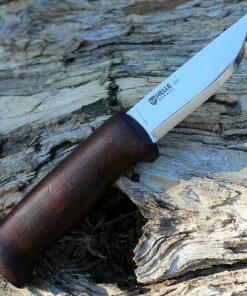 Best deal 🔥 Helle Gro Fixed Blade - Birch Wood (3.5" Sandvik 12C27 Satin) Leather Sheath 🧨