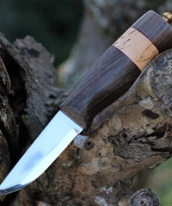 Hot Sale 🎁 Helle Algonquin, Triple Laminated Stainless Steel, Darkened oak / Curly Birch / Leather Handles 😀 -Automatic Knives shop HE78 32036.1637090069