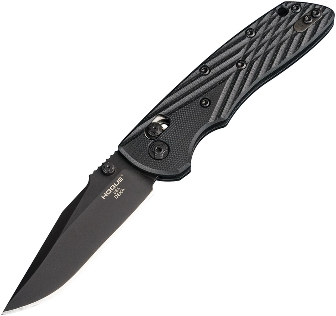 Budget 👍 Hogue Deka ABLE Lock Folding Knife, 3.25" CPM-20CV Black Cerakote Clip Point Blade, Black G-10 Handles 🎉 1 Budget 👍 Hogue Deka ABLE Lock Folding Knife, 3.25" CPM-20CV Black Cerakote Clip Point Blade, Black G-10 Handles 🎉