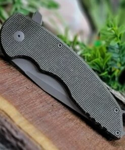 Brand new 🌟 Jake Hoback Knives Jake Hoback A15 Slimline Micarta 028M, 3.75" CPM-20CV Gray Stonewash Plain Blade, Dark Green Micarta / Titanium Handle 🎉 -Automatic Knives shop HOB028M 97069.1616610680