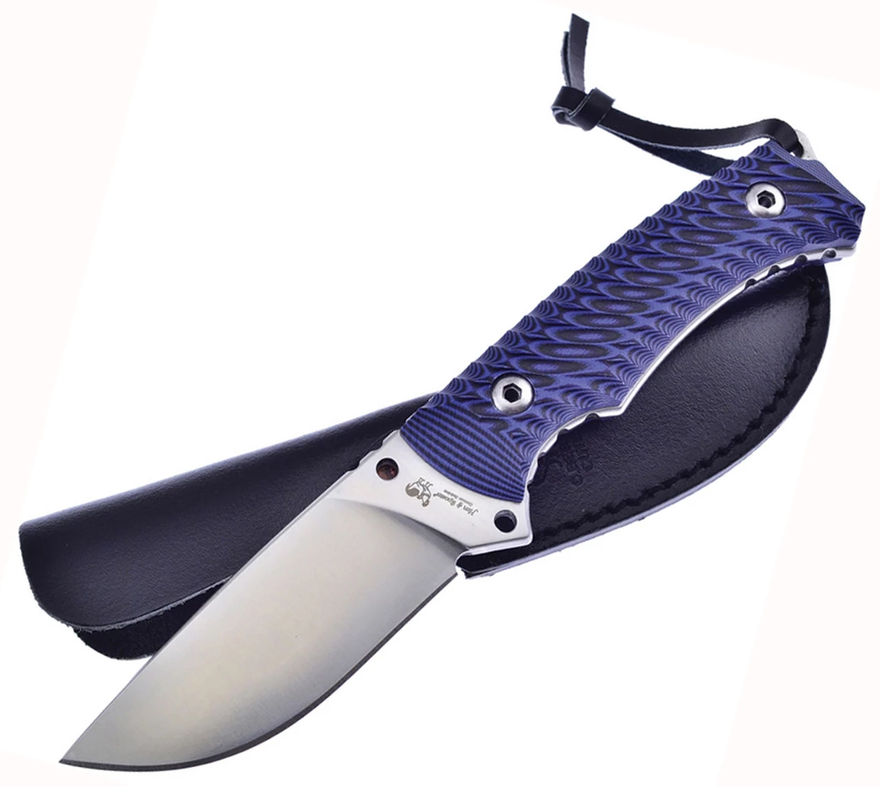Discount 🌟 Hen & Rooster, 4" Satin Stainless Steel Fixed Blade, Black & Blue G-10 Textured Handle w/Black Leather Sheath ❤️ 1 Discount 🌟 Hen & Rooster, 4" Satin Stainless Steel Fixed Blade, Black & Blue G-10 Textured Handle w/Black Leather Sheath ❤️