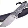 Deals ⭐ Hen & Rooster, 4" Satin Stainless Steel Fixed Blade, Black & White G-10 Textured Handle w/Black Leather Sheath 💯