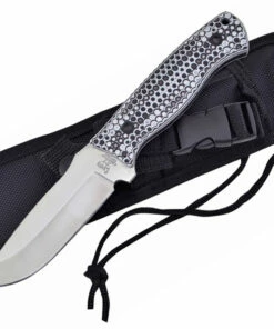 Deals 😀 Hen & Rooster Tactical Fixed Blade, HR-006BLK, 3.75" Satin Stainless Steel, Black & White G-10 Handle w/Black Nylon Sheath 😀